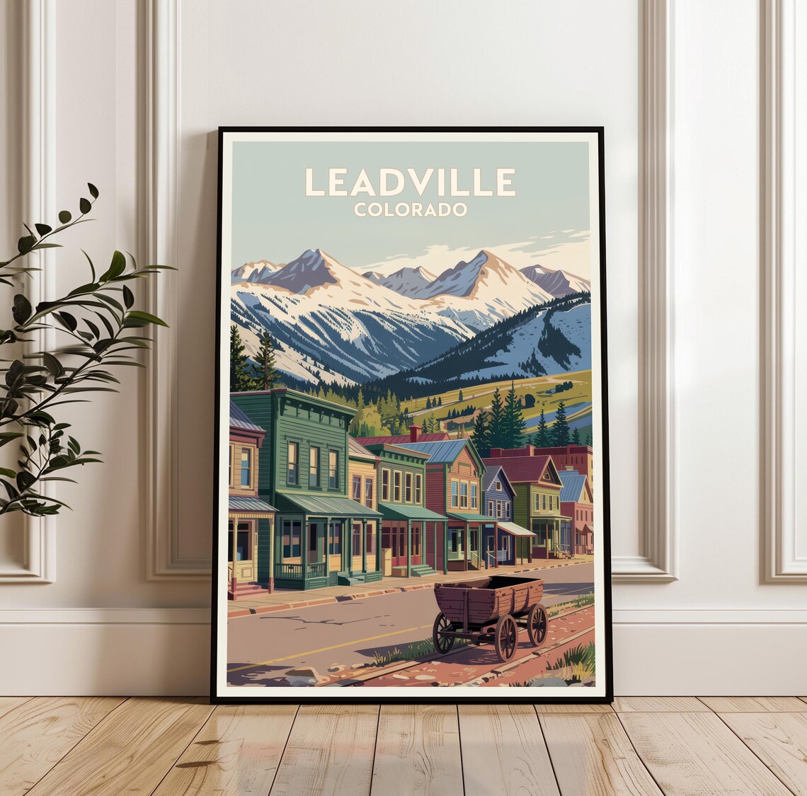 Leadville Colorado Historic Main Street Snowy Peaks Travel Poster