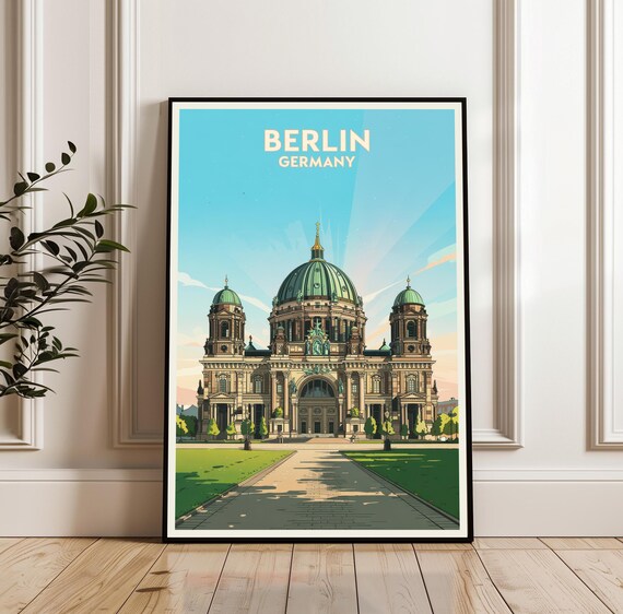 Berlin Cathedral Berliner Dom Blue Sky Germany Travel Poster