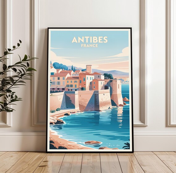 Antibes France Coastal Old Town Ramparts Sea View Travel Poster