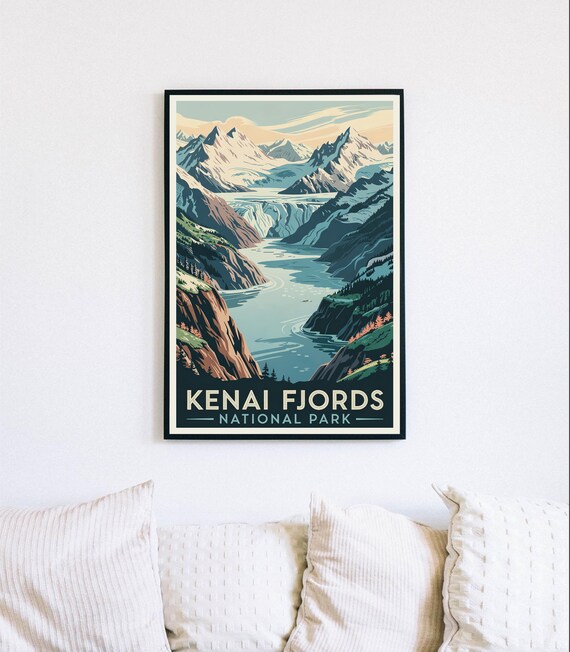 Kenai Fjords National Park Alaska Glacier Fjord Travel Poster