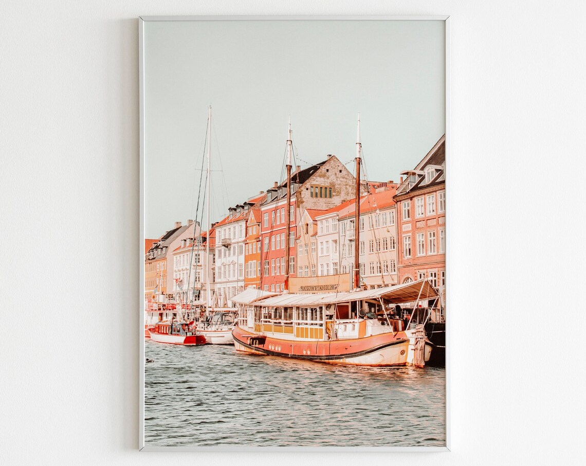 Copenhagen Nyhavn Harbor Colorful Houses Boats Photo Denmark Poster