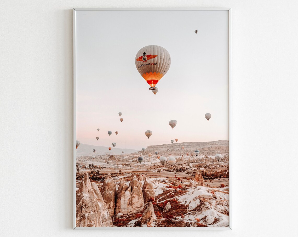 Cappadocia Balloon Farmhouse Landscape Art Print