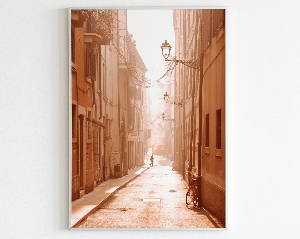 Italy Street Travel Poster, Pastel Terracotta Tone