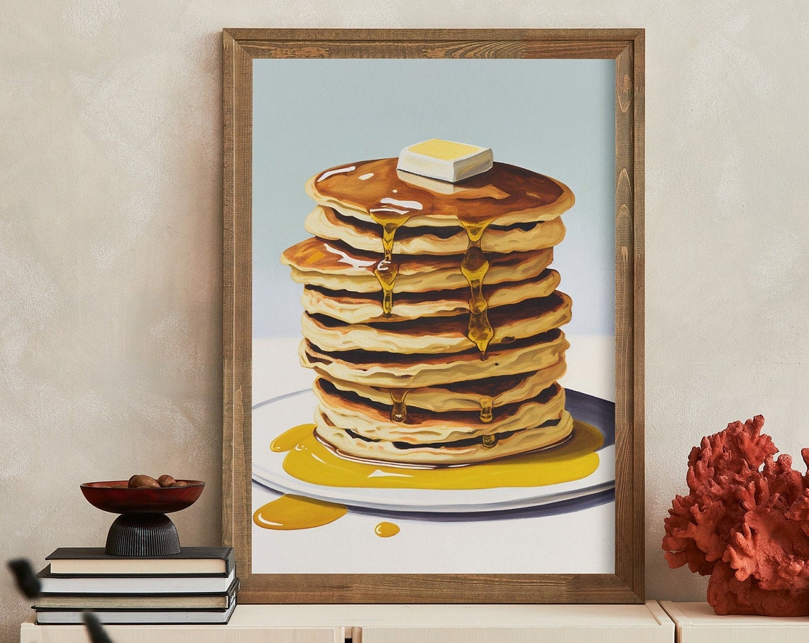 Tall Pancake Stack Maple Syrup Melted Butter Breakfast Wall Poster