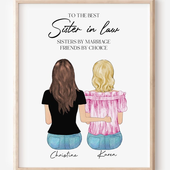 Sister In Law Mothers Day Gift Bonus Sister Personalized Birthday Gift Sibling Gift Sister Illustration Custom Family Portrait
