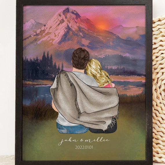 Personalized Couple Mothers Day Gift Custom Engagement Print Personalized Gift Wall Art For Him Anniversary Gift Boyfriend Birthday Gift