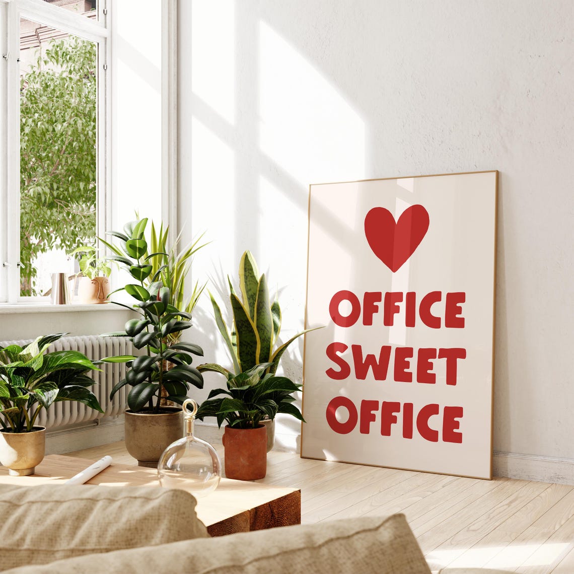 Office Sweet Office Red Heart Retro Typographic Work Desk Poster