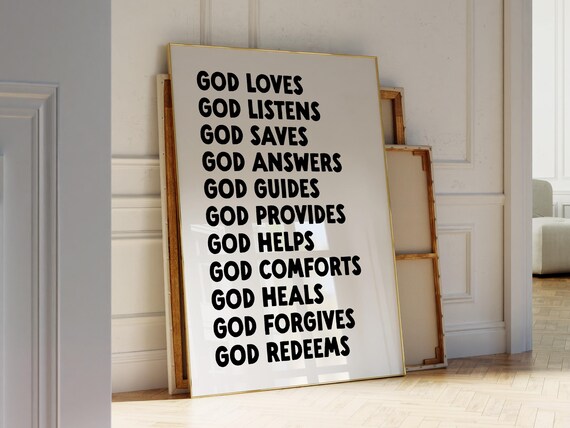 God Loves God Listens Black Bold Christian Faith Affirmation Poster
