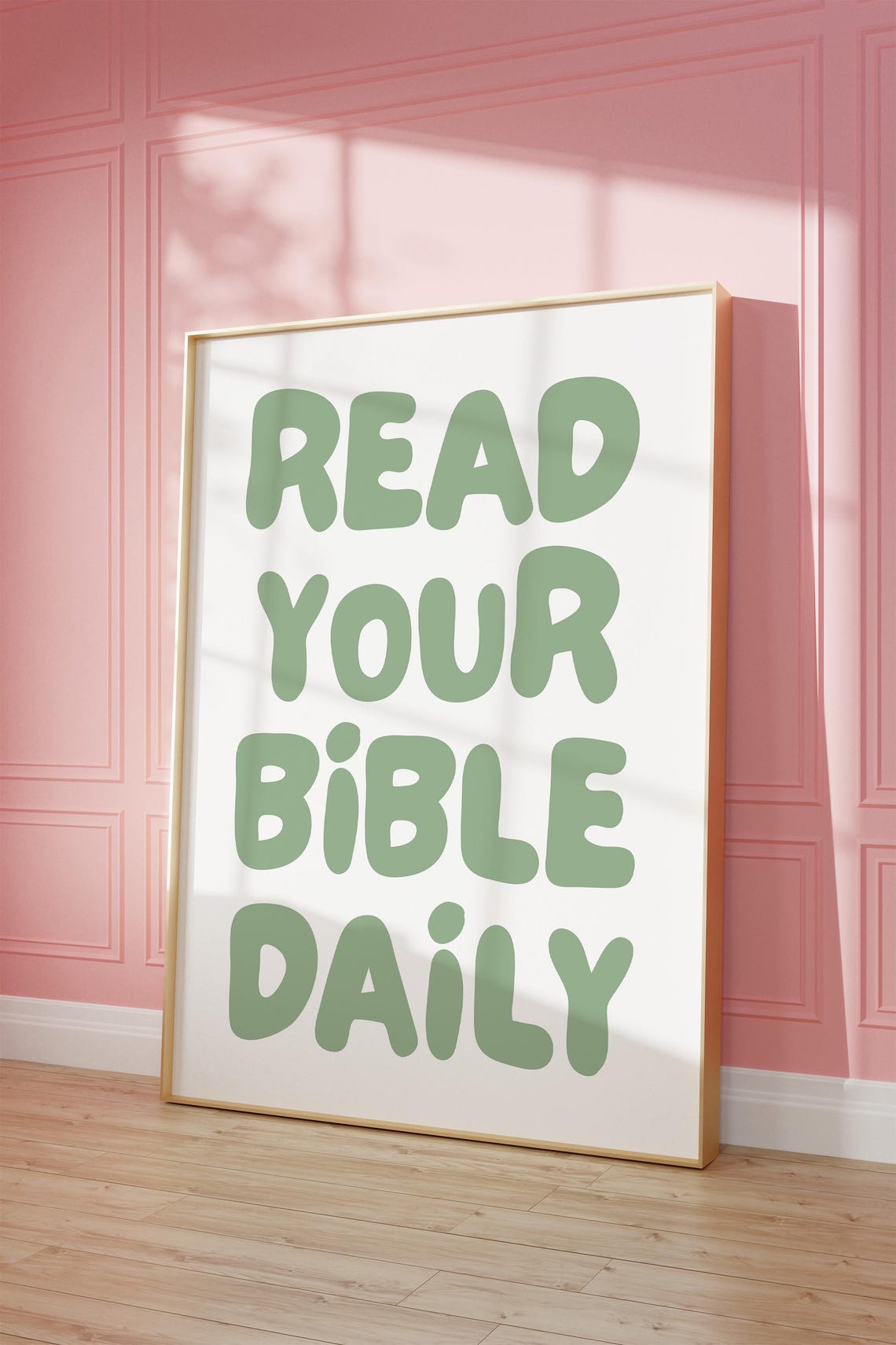Read Your Bible Daily Sage Green Bubble Letter Faith Wall Decor Poster