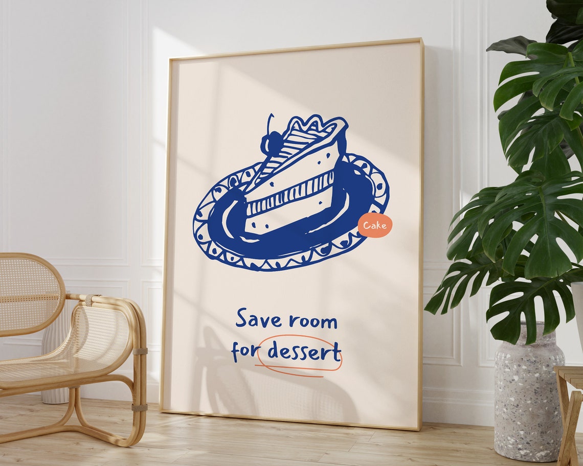Cute Cake Quote Print Baking Wall Art Funny Kitchen Wall Decor Dessert Art Print Cherry Cake Art Print Preppy Poster - Image 2