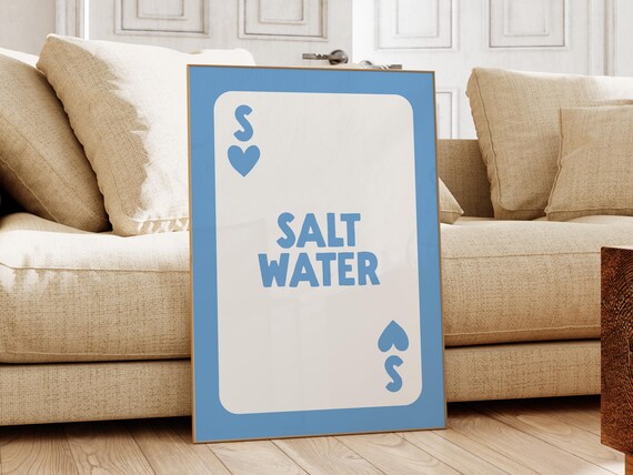 Salt Water Blue Playing Card Style Coastal Beach Decor Poster
