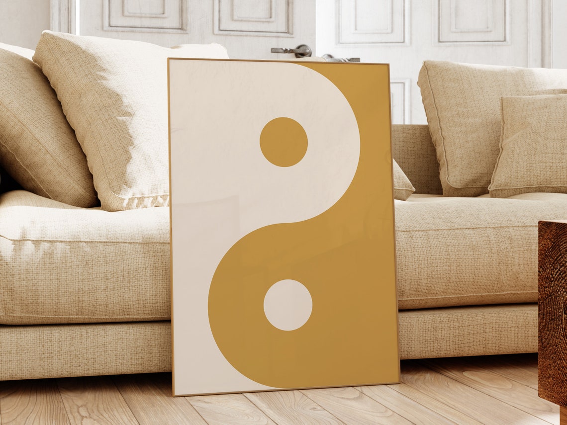 Mustard Yellow Yin Yang Minimal Abstract Zen Meditation Poster - Image 3