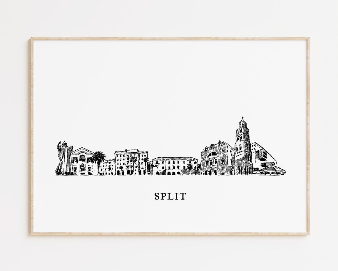 Split Croatia Skyline Line Art Minimalist Travel Decor Poster - Image 2