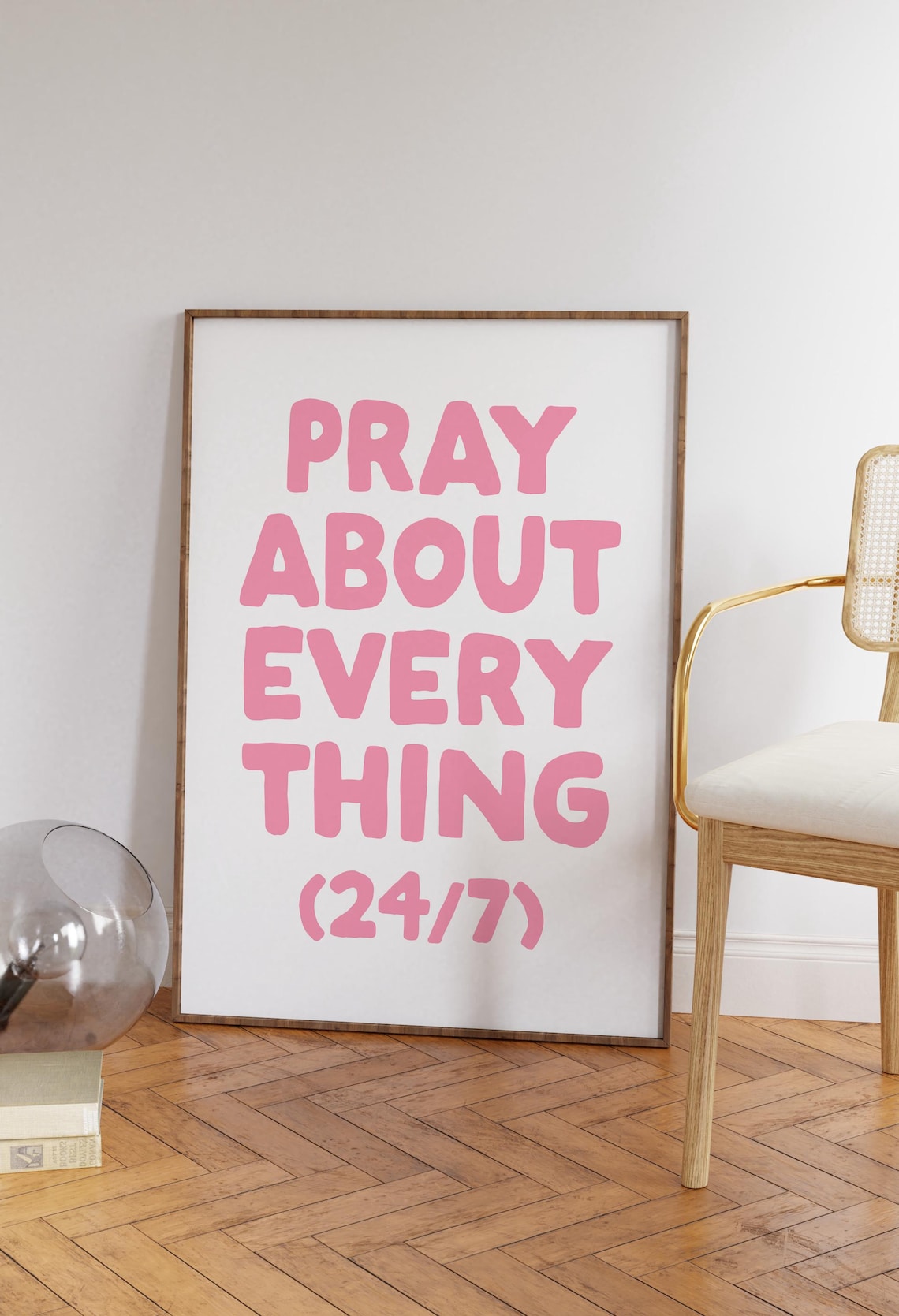 Pink Christian Print Cute Bible Verse Wall Art Light Girly Quote Girl