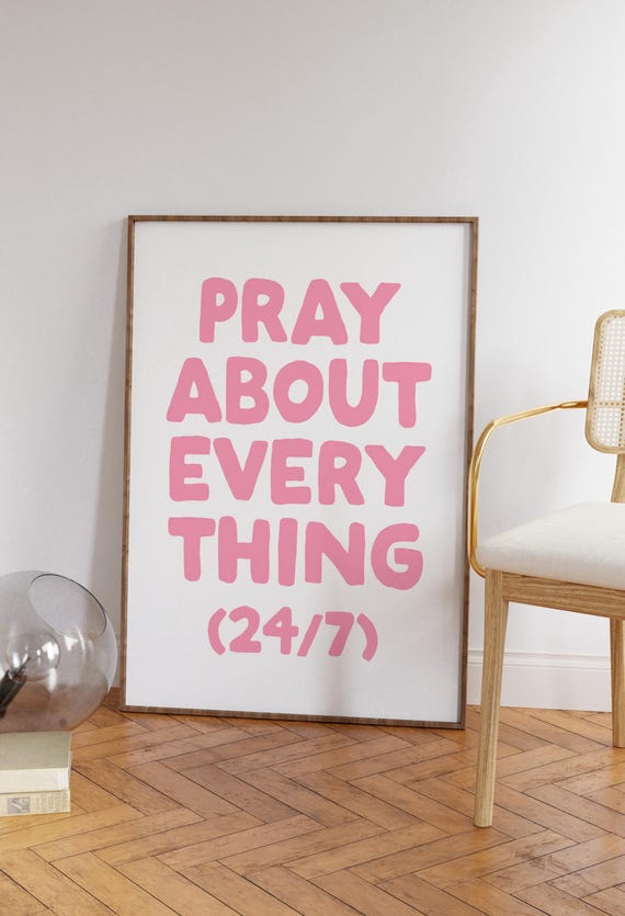 Pink Christian Print Cute Bible Verse Wall Art Light Girly Quote Girl