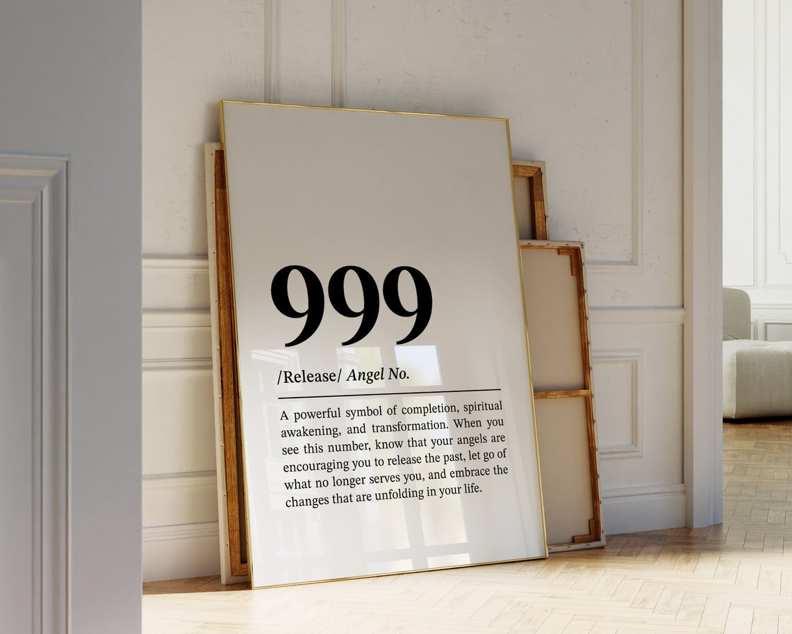 Angel Number 999 Wall Art Law Of Attraction Wall Decor Trendy Spiritual Art Print Manifestation Poster Angel Numbers Print