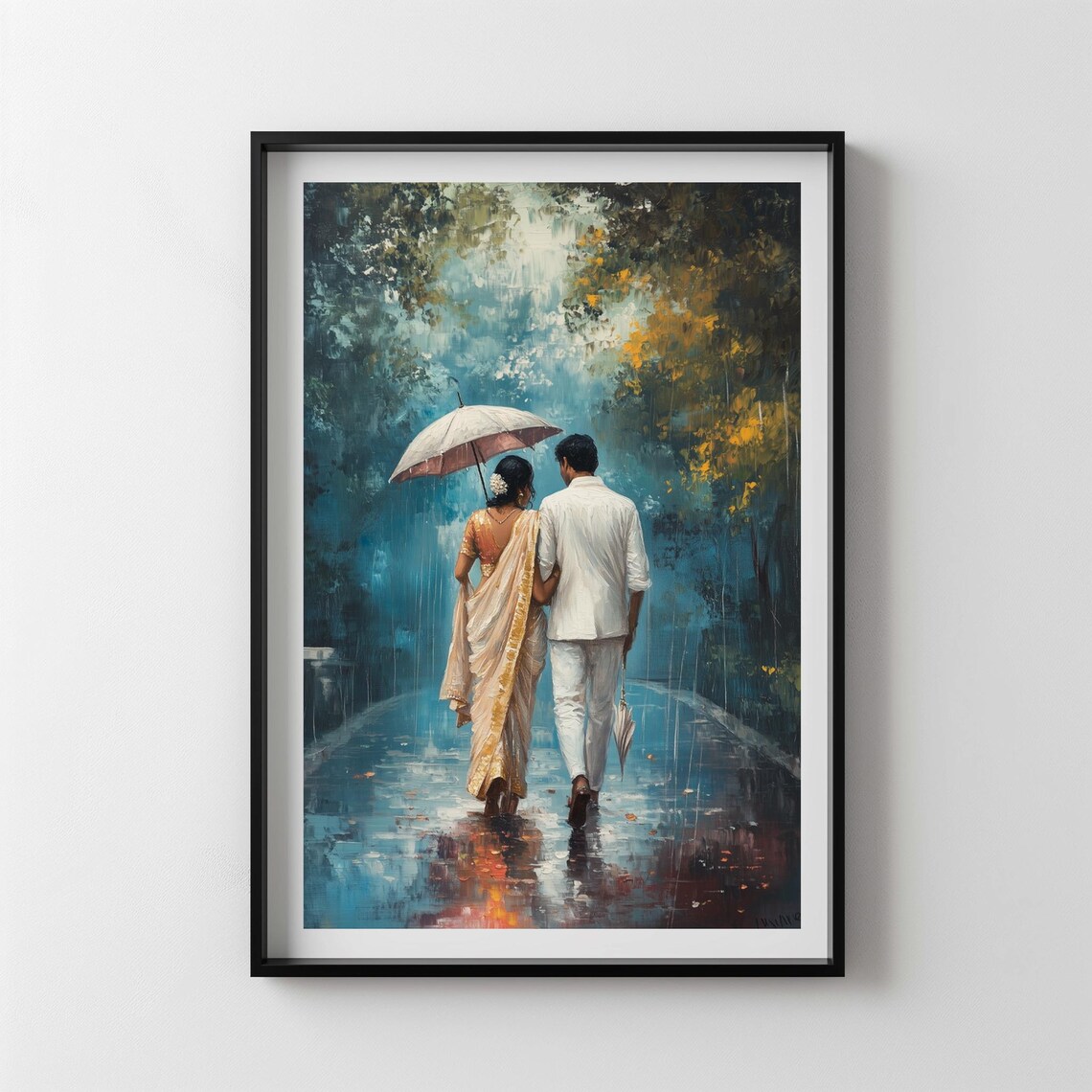 Walking In The Rain, Indian Modern Art Print