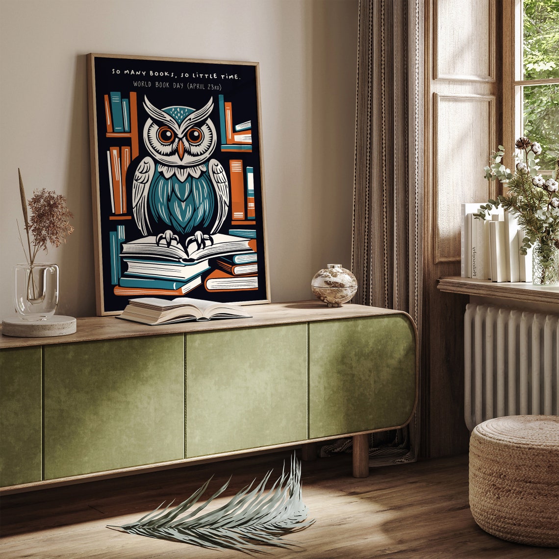 World Book Day Owl So Many Books So Little Time Library Poster - Image 6