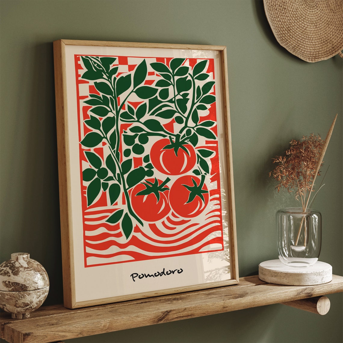Pomodoro Italian Tomato Vine Red Green Retro Style Kitchen Poster - Image 5
