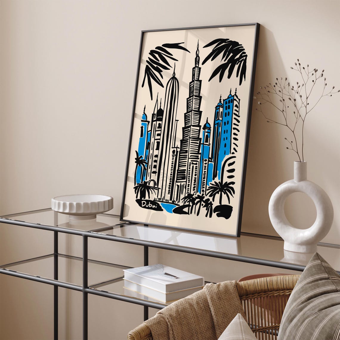 Dubai Burj Khalifa Blue Daytime Skyline Cityscape Travel Poster - Image 4