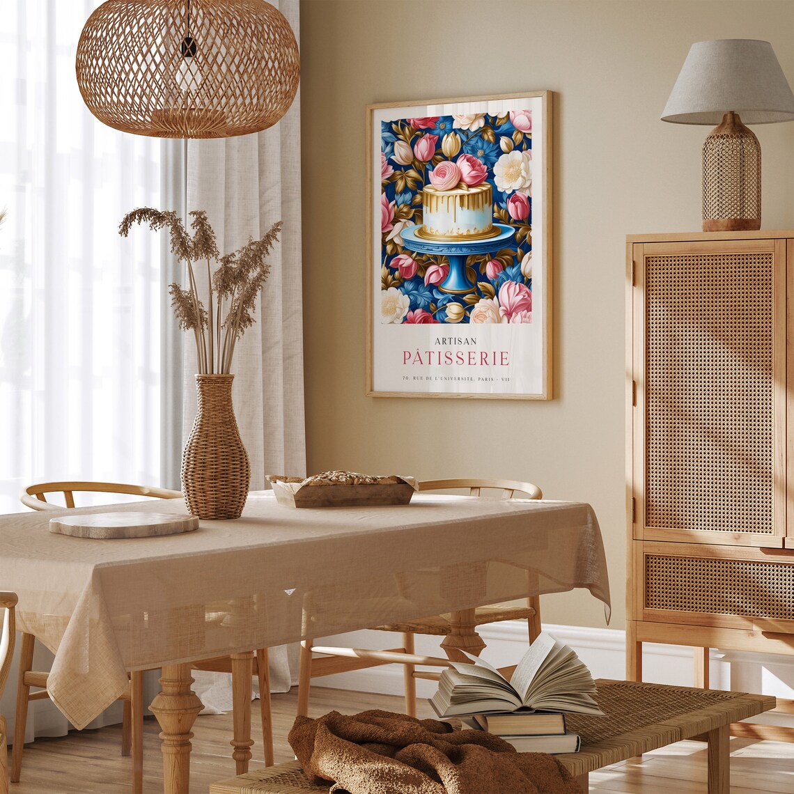 Artisan Patisserie Paris Floral Gold Drip Cake Bakery Poster - Image 4
