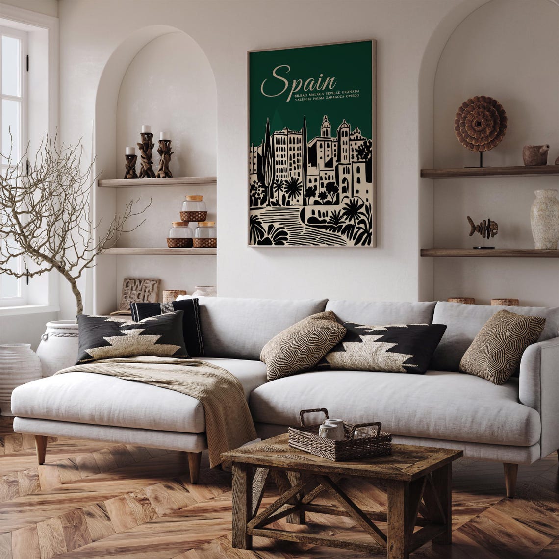 Spain Green Bilbao Malaga Seville Granada Classic Skyline Poster - Image 4