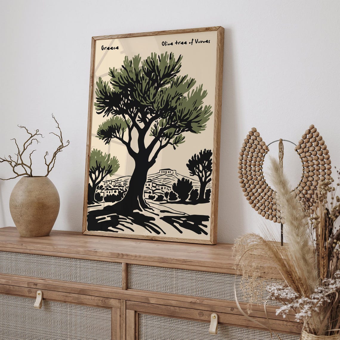 Olive Tree of Vouves Ancient Greece Vintage Landscape Art Poster - Image 3