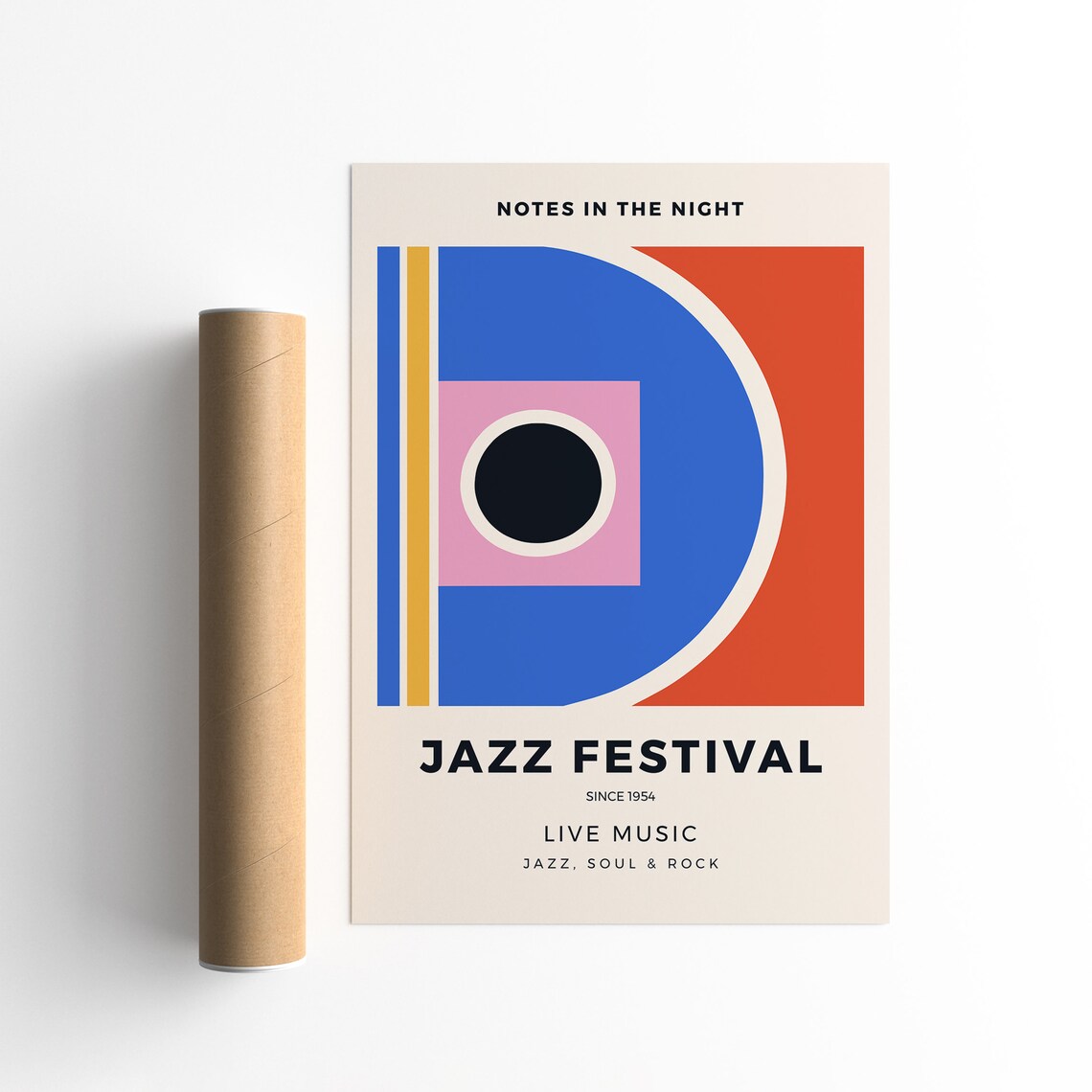 Notes in the Night Jazz Festival 1954 Bauhaus Geometric Poster - Image 5
