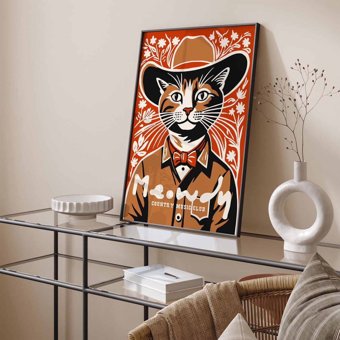 Meowdy Country Music Club Cowboy Cat Funny Rustic Western Poster - Image 6