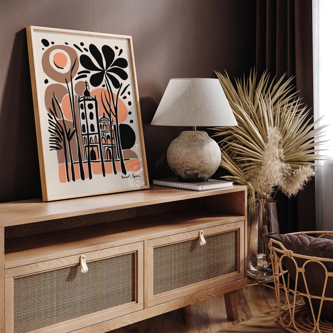 Gaudi Spain Terracotta Architecture Abstract Botanical Art Poster - Image 2