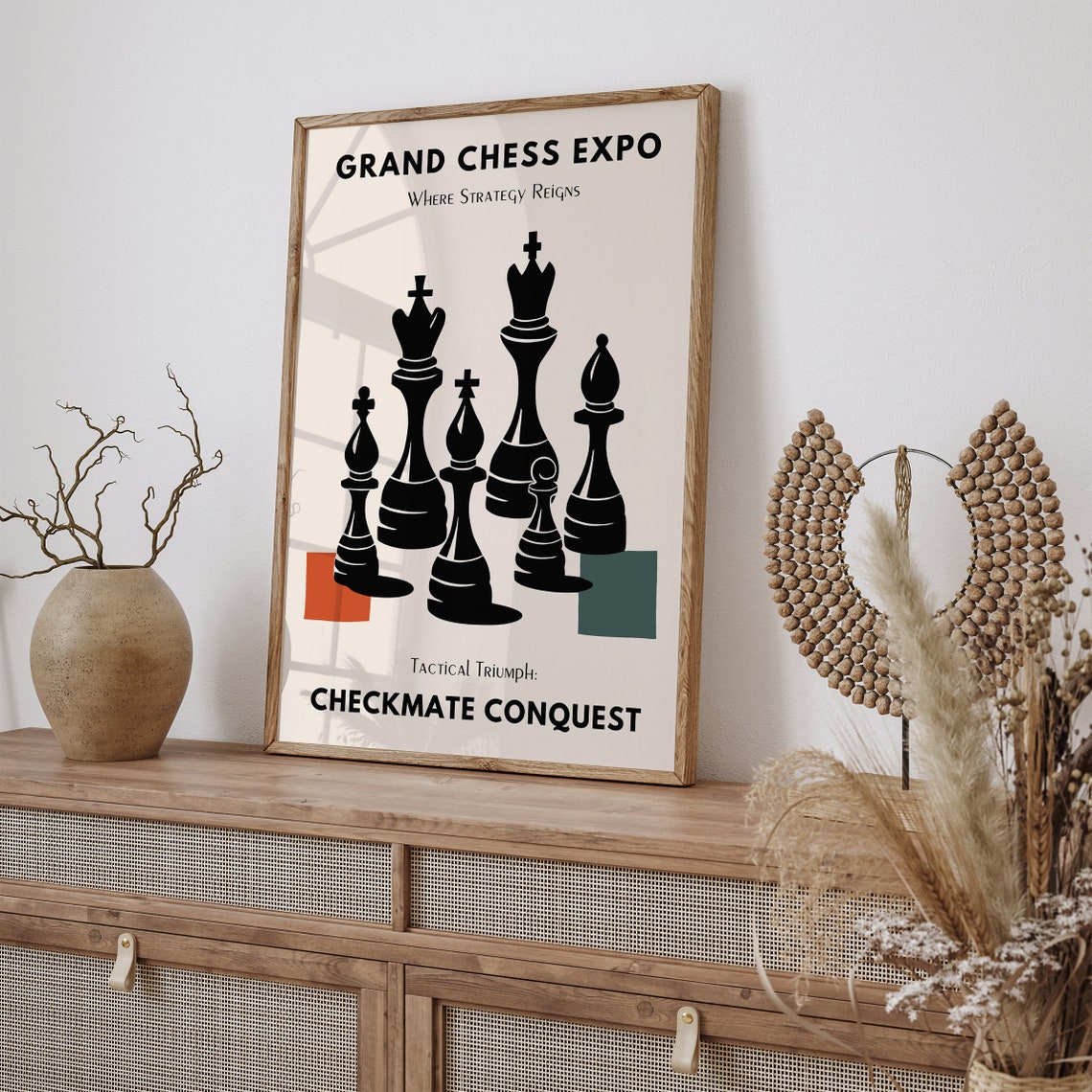 Grand Chess Expo Checkmate Conquest Vintage Strategy Game Poster - Image 2