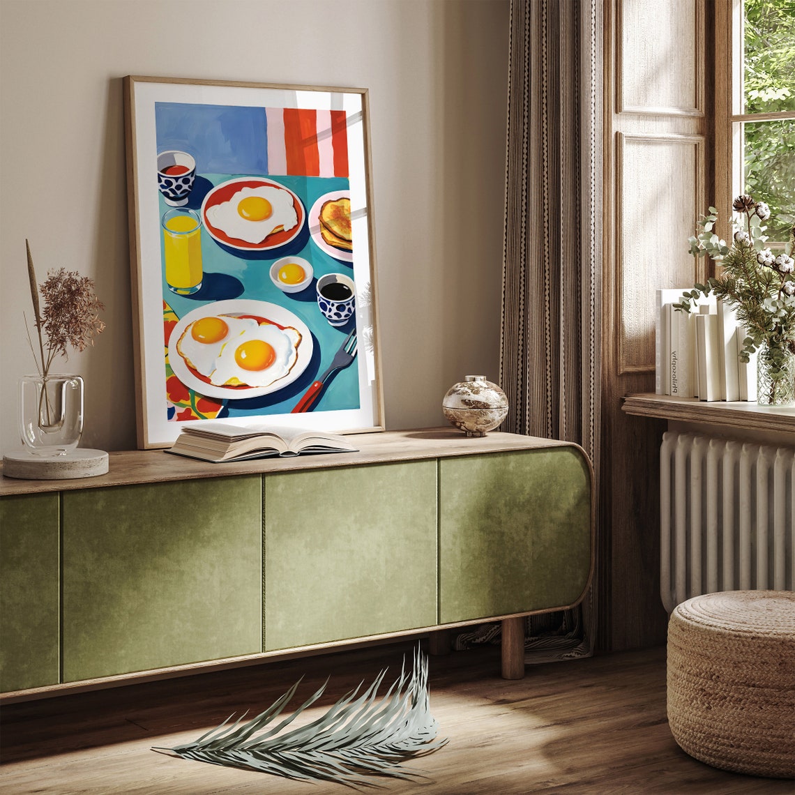 Colorful Breakfast Table Pop Art Poster with Fried Eggs and Pancakes - Image 4