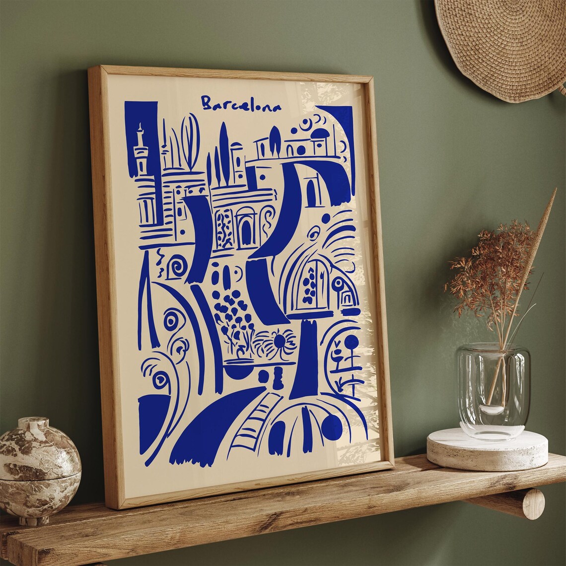 Barcelona Abstract Blue Cityscape Minimalist Travel Decor Poster - Image 4