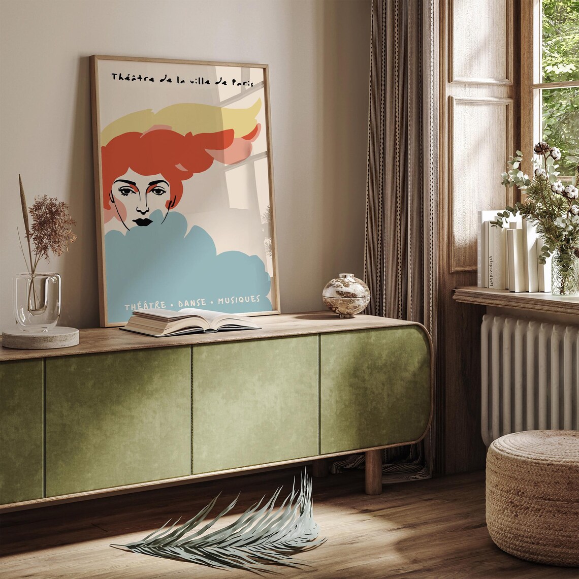 Theatre De Paris Colorful Redhead Woman Retro Theater Art Poster - Image 2