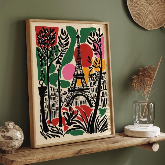 Abstract Colorful Paris Eiffel Tower Art Print Modern Parisian Cityscape Poster Bold French Wall Art Vibrant Urban Travel Wall Art Print