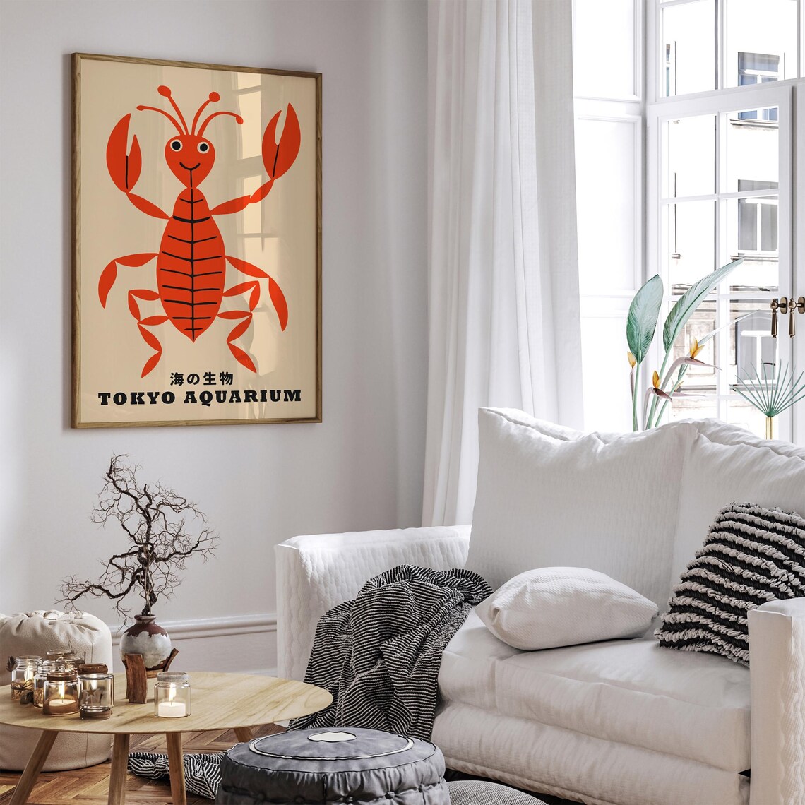 Vintage Tokyo Aquarium Poster Japanese Wall Art Retro Lobster Sea Life Print Funny Home Decor Nautical Ocean Art Print Lobster Print - Image 4