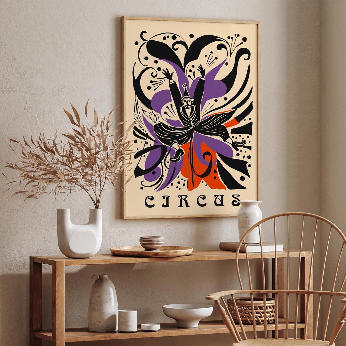 Circus Magician Purple Black Retro Illustration Carnival Decor Poster - Image 4