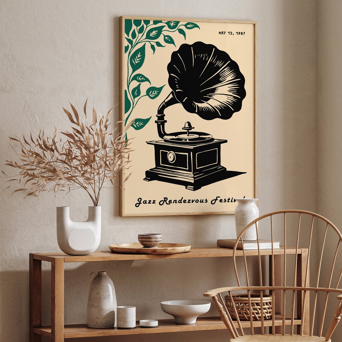 Retro Jazz Rendezvous Festival 1987 Gramophone Jazz Music Poster - Image 3