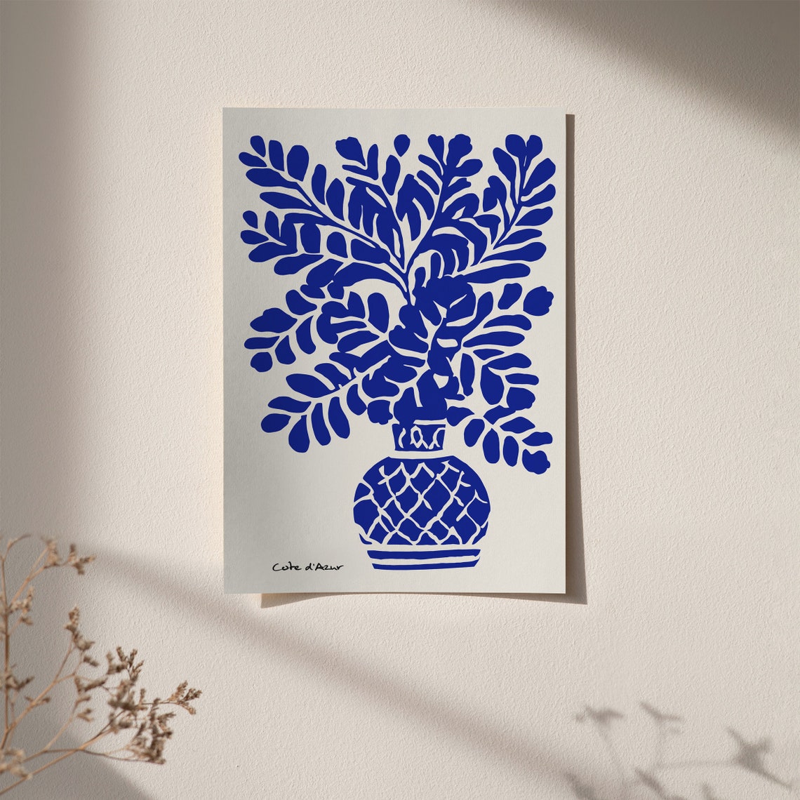Blue Indigo Cote Dazur Poster French Riviera Floral Print Vintage French Wall Art Botanical Poster Print Plant Lovers Gift 24x36 Print - Image 5