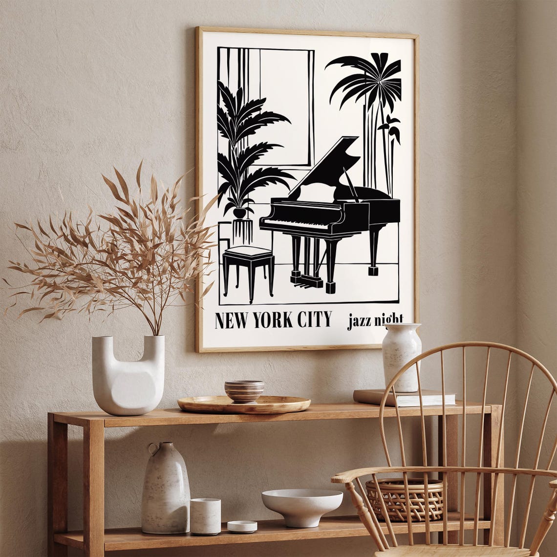 Jazz Music Festival Poster Black And White Wall Art Piano Illustration Music Wall Art Music Poster Airbnb Wall Decor Trendy Art Print - Image 3
