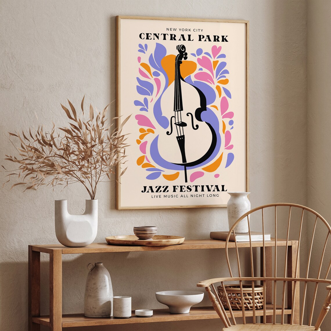 Central Park Jazz Festival Poster New York City Live Music Wall Art Colorful Mid Century Modern Home Decor Unique Gift For Music Lovers - Image 5