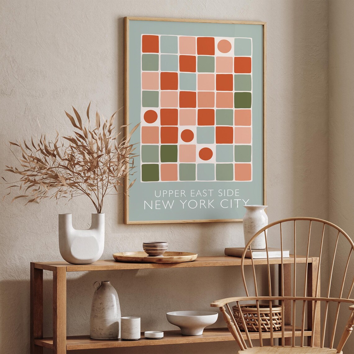 Upper East Side NYC Mid Century Geometric Terracotta Tile Poster - Image 3