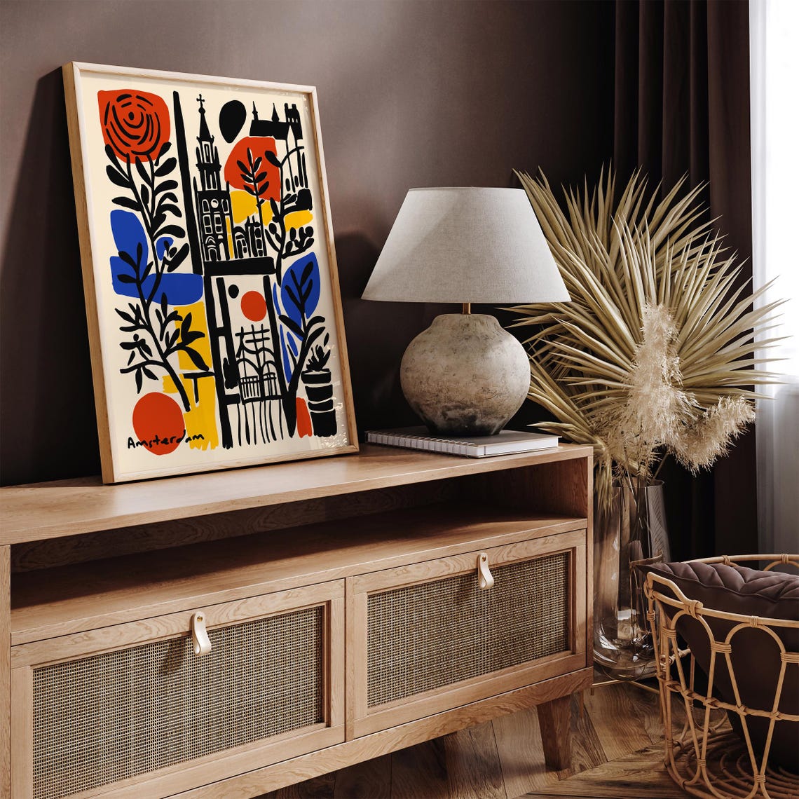 Amsterdam Travel Poster Colorful Abstract Cityscape Art Print Modern Wall Decor Urban Botanical European City Art Dutch Travel Souvenir - Image 2