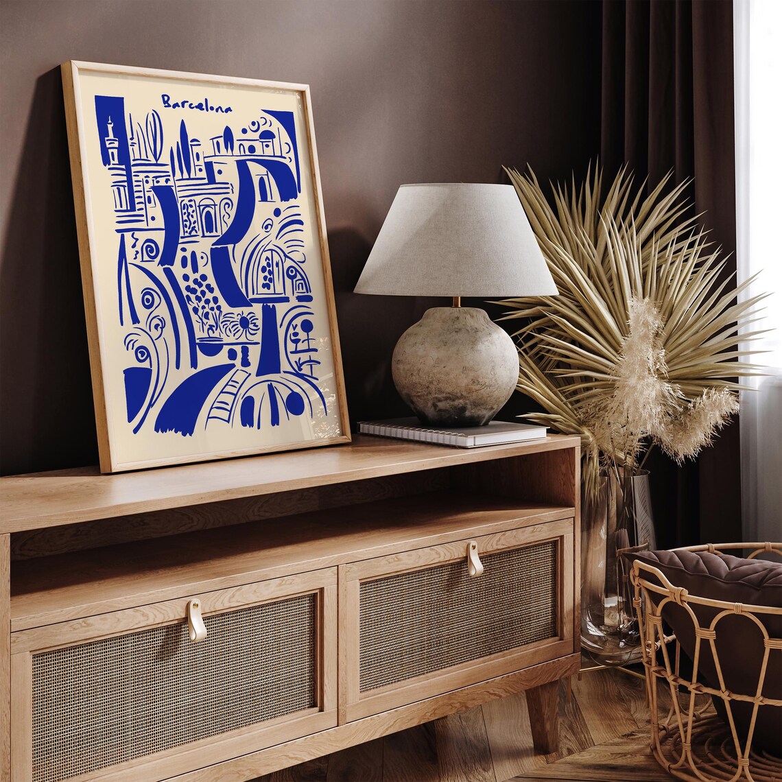 Barcelona Abstract Blue Cityscape Minimalist Travel Decor Poster - Image 2