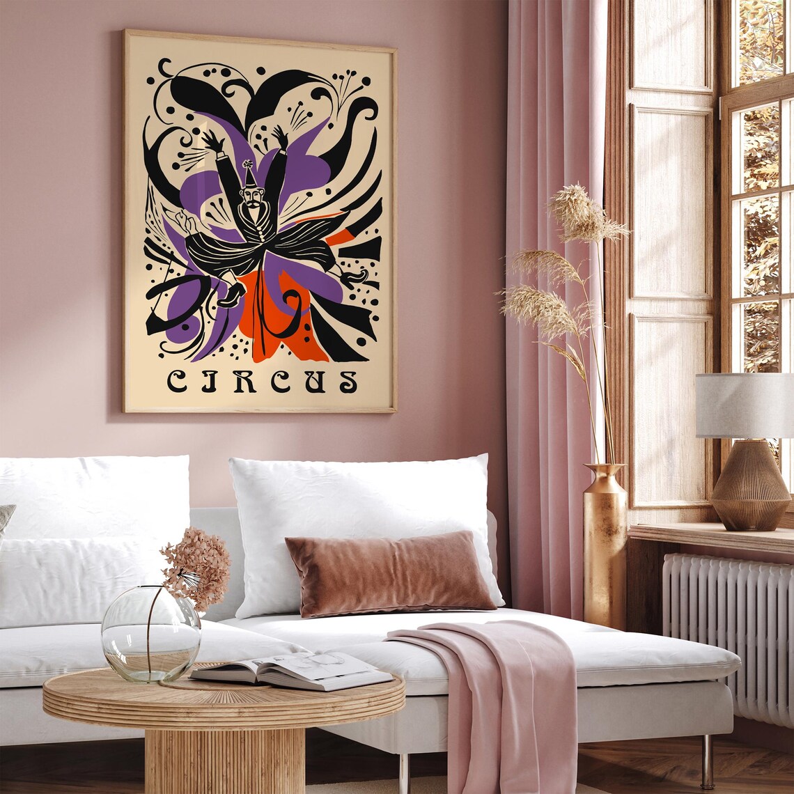 Circus Magician Purple Black Retro Illustration Carnival Decor Poster - Image 2