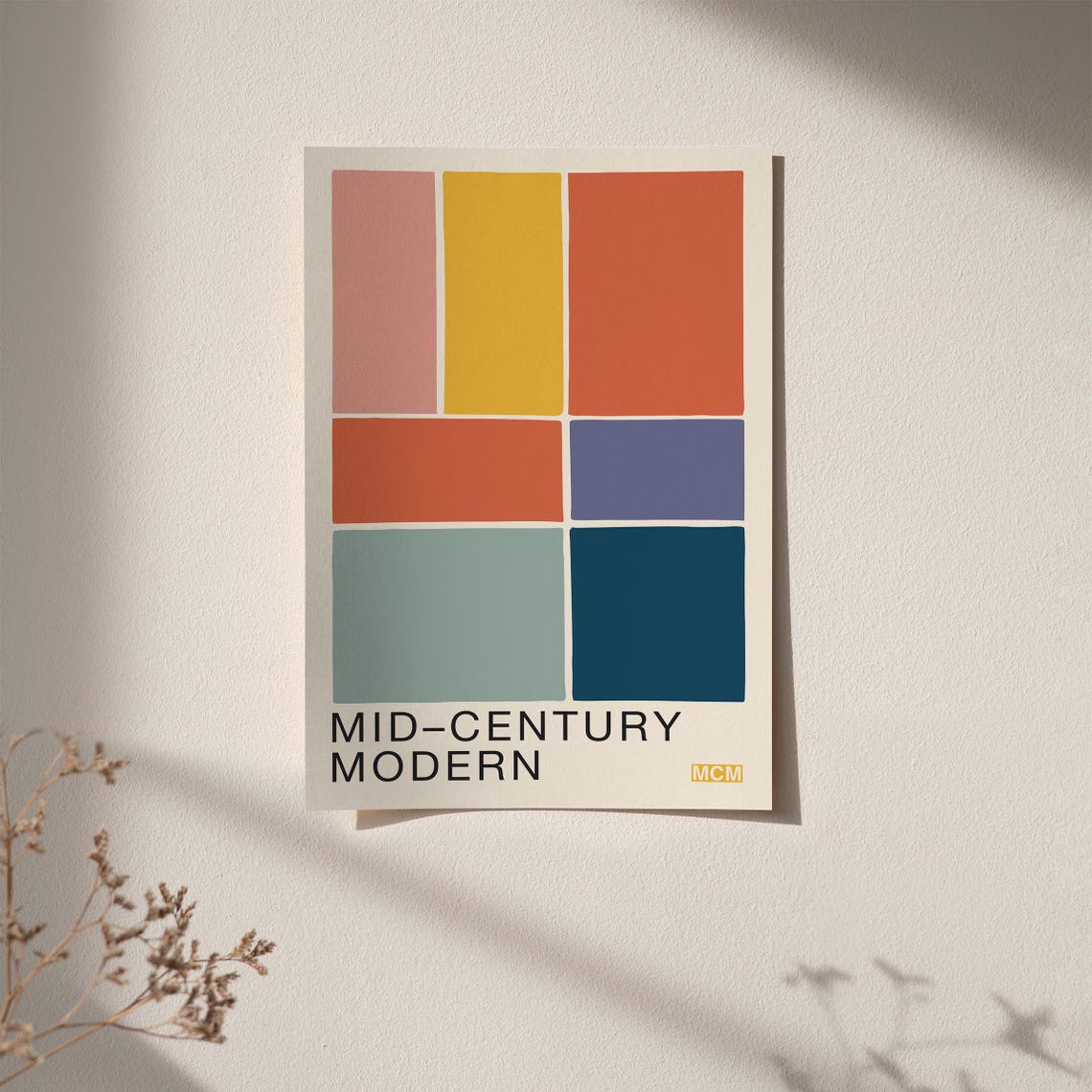 Classic Mid Century Modern Geometric Color Blocks MCM Poster - Image 6