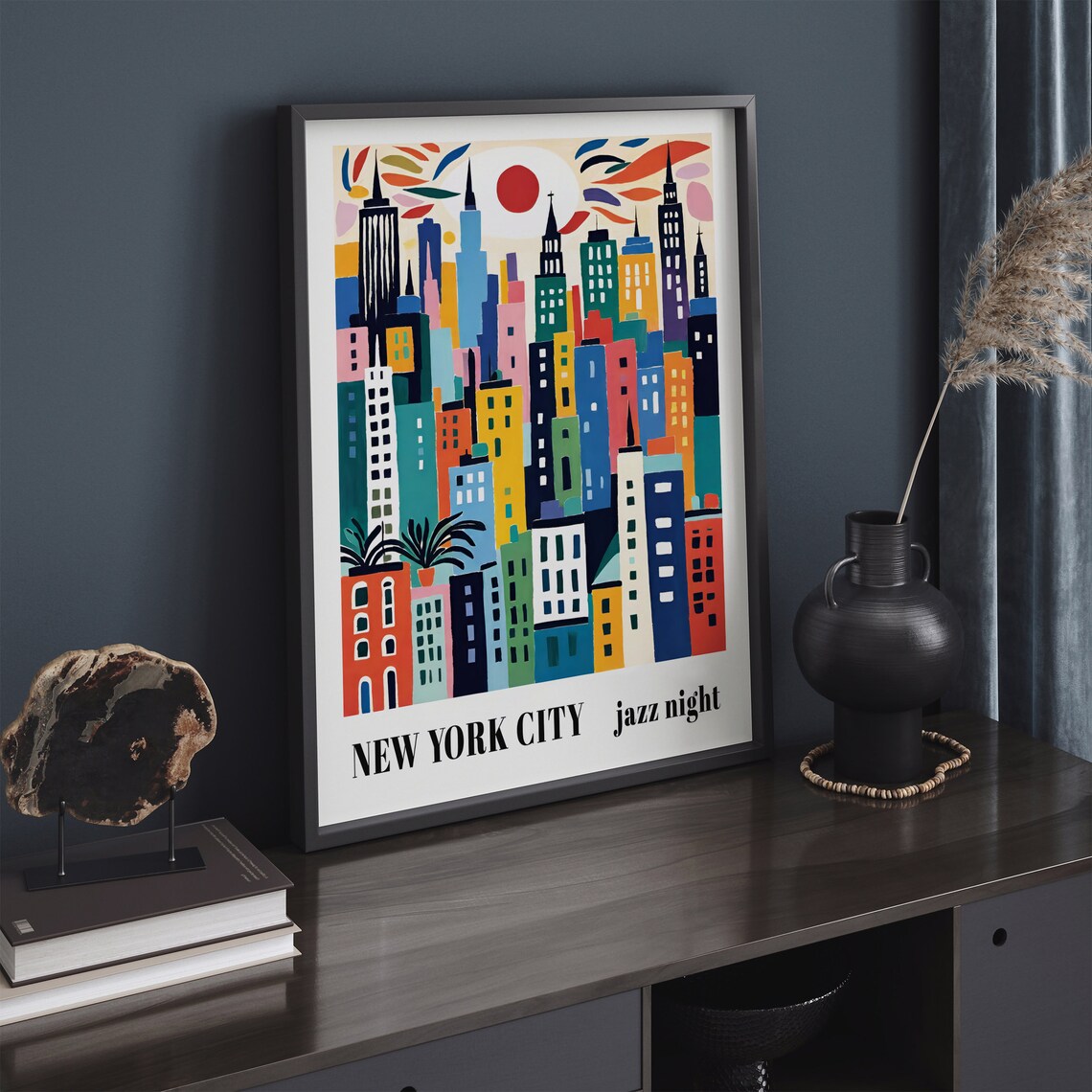 Colorful New York City Skyline Poster Vibrant Jazz Night Art Print Modern Nyc Art Print Jazz Lovers Gift Colorful Nyc Jazz Night Poster - Image 5