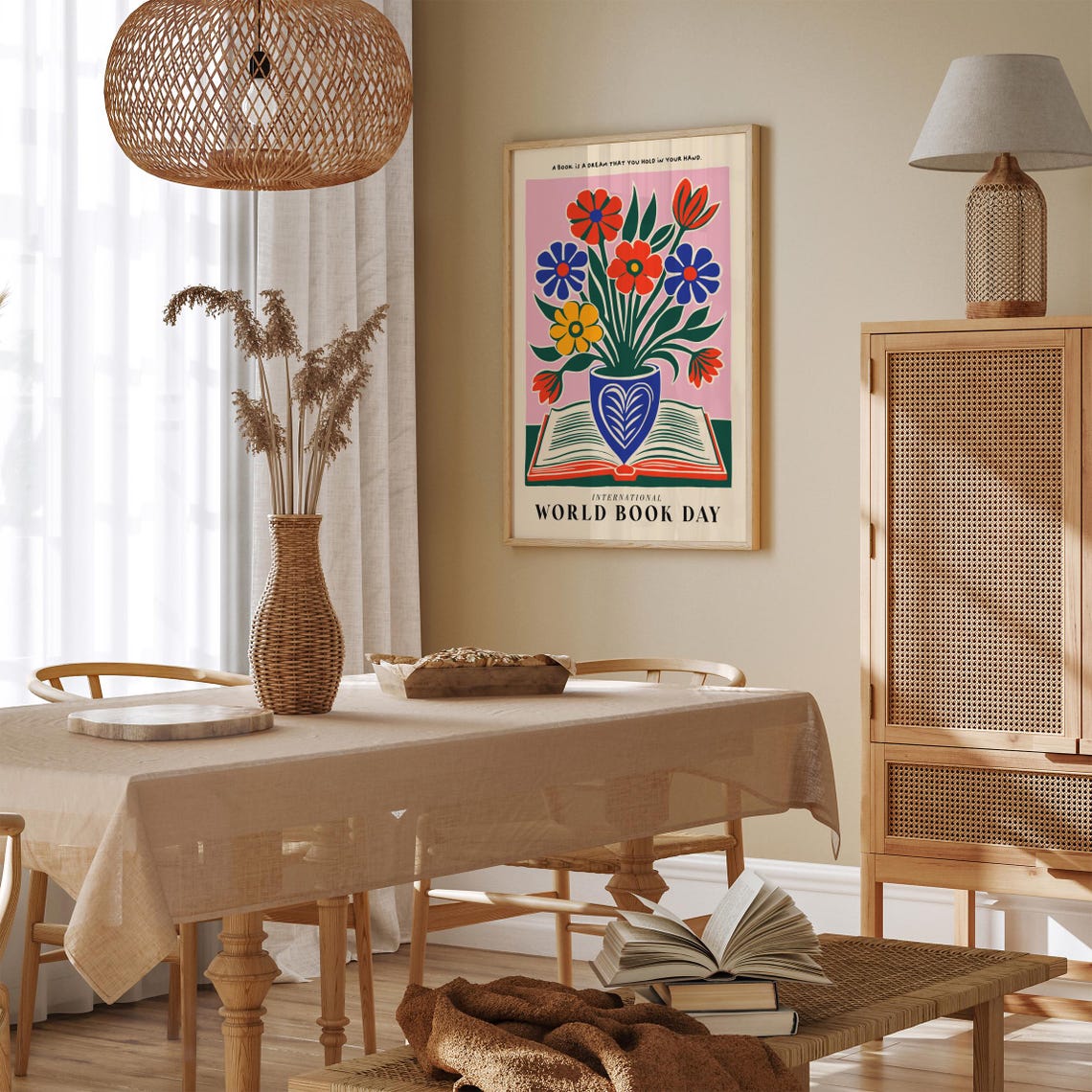 International World Book Day Floral Bouquet Book Quote Art Poster - Image 6