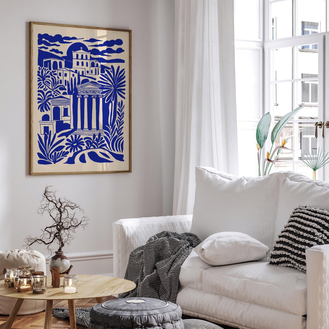 Athens Greece Blue Ancient Temple Landmark Travel Art Poster - Image 6