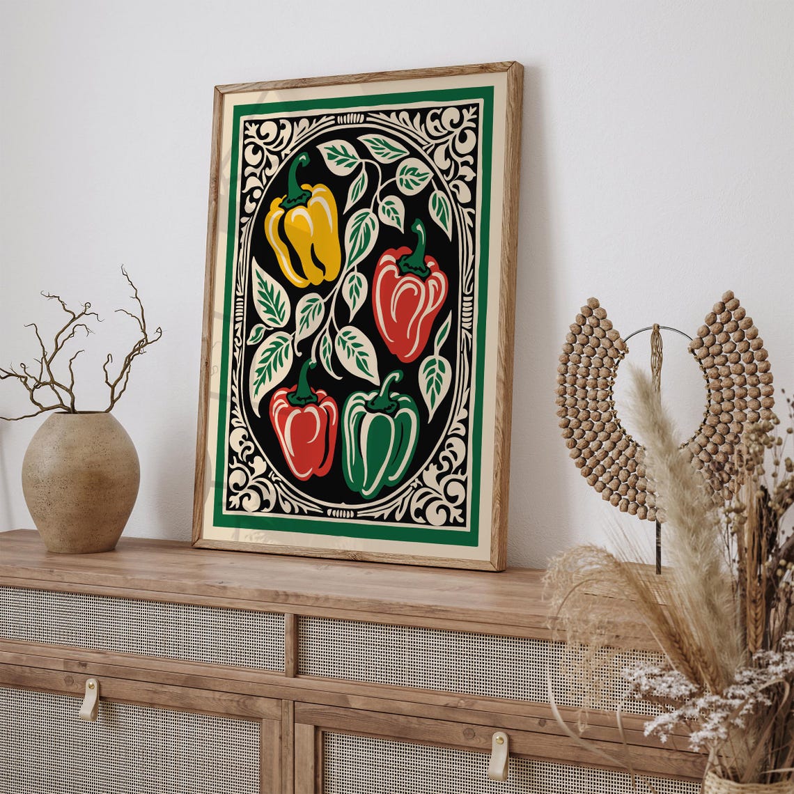 Colorful Bell Peppers Rococo Style Kitchen Decorative Art Poster - Image 2